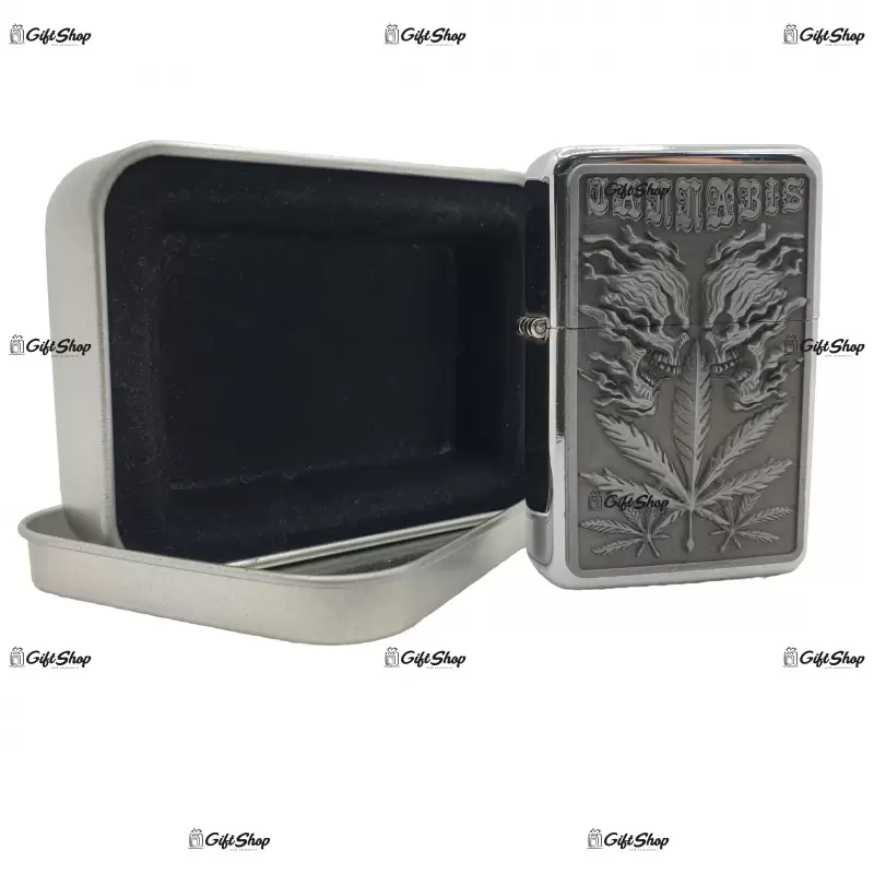 Marijuana black, bricheta gen zippo metalica model 7